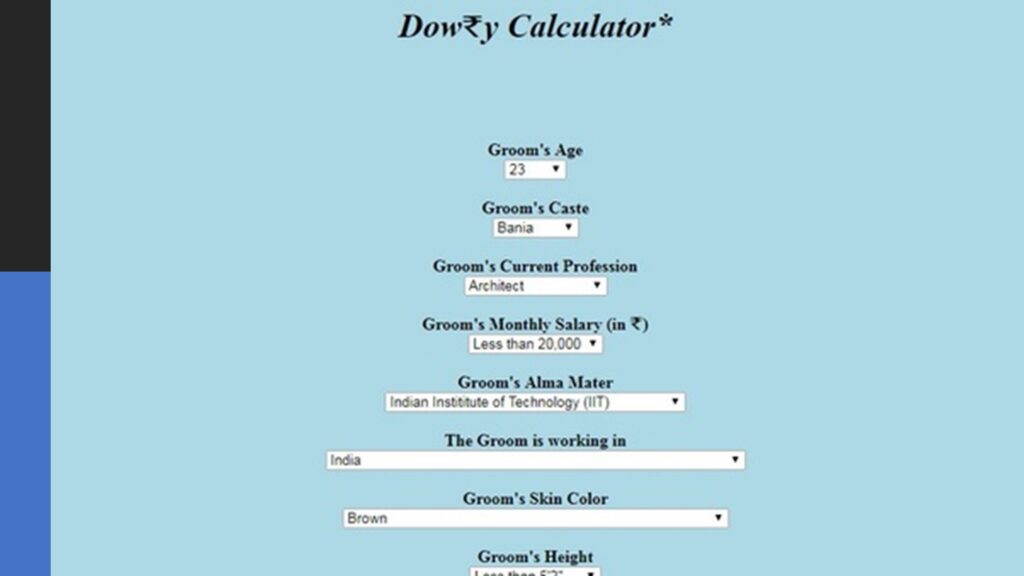 Dowry calculator